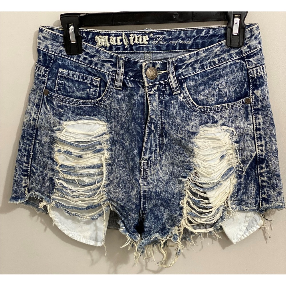 Machine Nouvelle Mode High-Rise Blue Denium Jean Shorts Women's ~ Sz. 28 (waist)